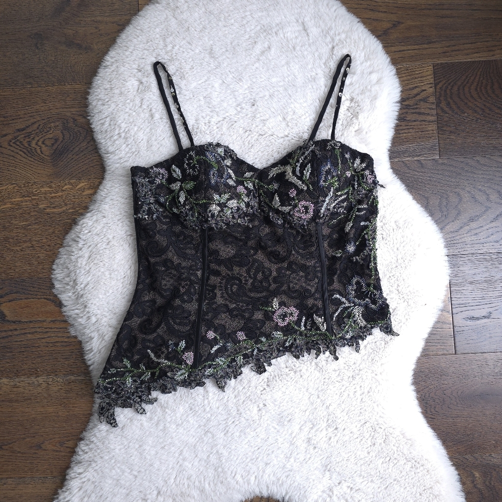 Y2K Fairy Assymetrical Beaded Silk Couture Corset Top